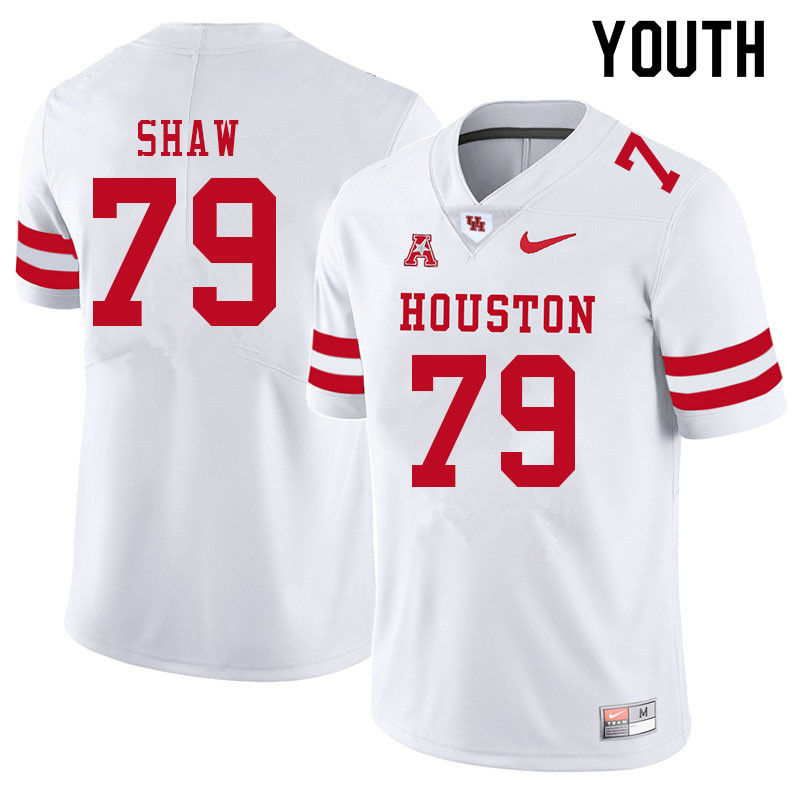 Youth #79 Tevin Shaw Houston Cougars College Football Jerseys Sale-White - Click Image to Close